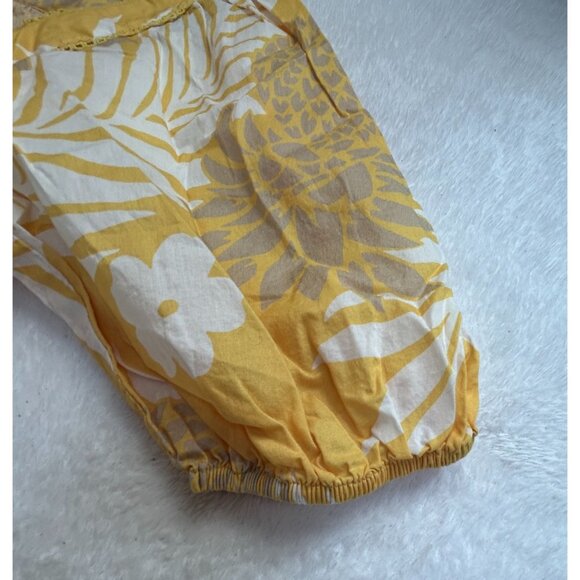 Reyn Spooner Womens XS Yellow Floral Hawaiian Square Neck Blouse Top Puff Sleeve - Picture 6 of 9